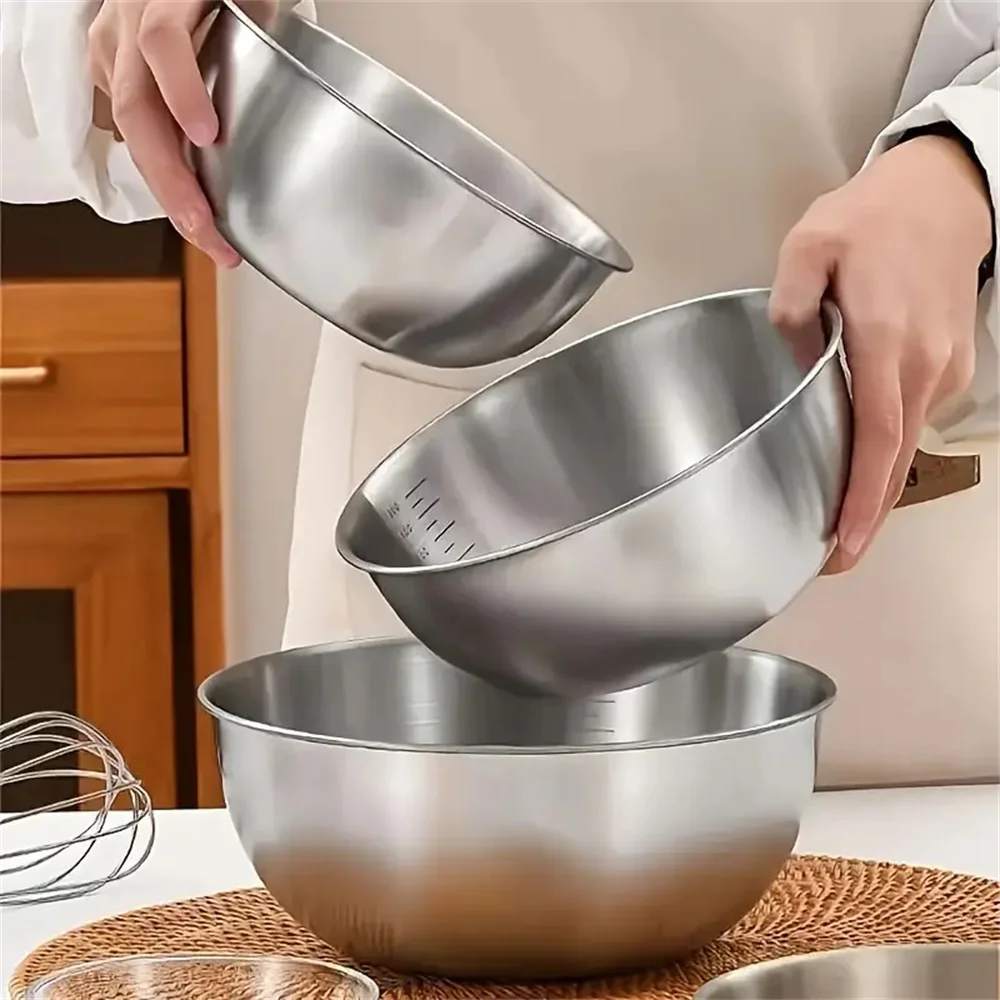 Baking Kitchen Set - 2026年製、ステンレス製ミキシングボウルセット。目盛り付きで、調理や製菓に使える大容量の食品保存容器。家庭用キッチンに最適な必需品。