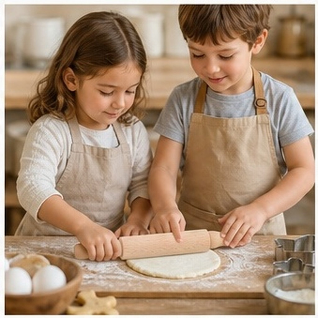 Kitchen Roller Baking - 木製ミニローラー。お菓子作りやクリスマスのデコレーションに。23cm。キッチン、製菓、焼き菓子に。