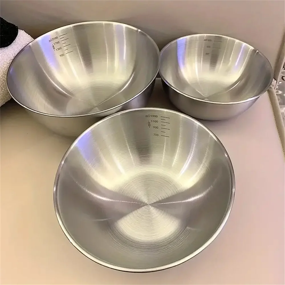 Baking Kitchen Set - 1～3個のステンレス製ボウルセット、計量機能付き、調理、ベーキング、食品保存用、大容量ミキシングボウル、家庭用キッチン必需品