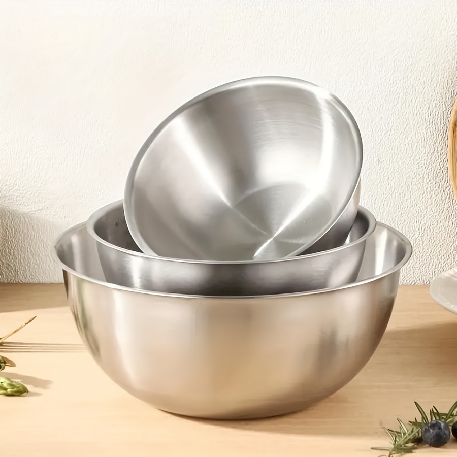 Baking Kitchen Set - 3個セット ステンレス製サラダボウルセット ミキシングボウル、ベーキング、グリル、調理、アウトドア、キッチンでの使用に適しており、収納も簡単です。