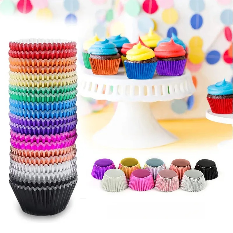 金箔カップケーキライナー100枚セット、多機能ケーキカップキ - Baking Kitchen Set のレビューと価格